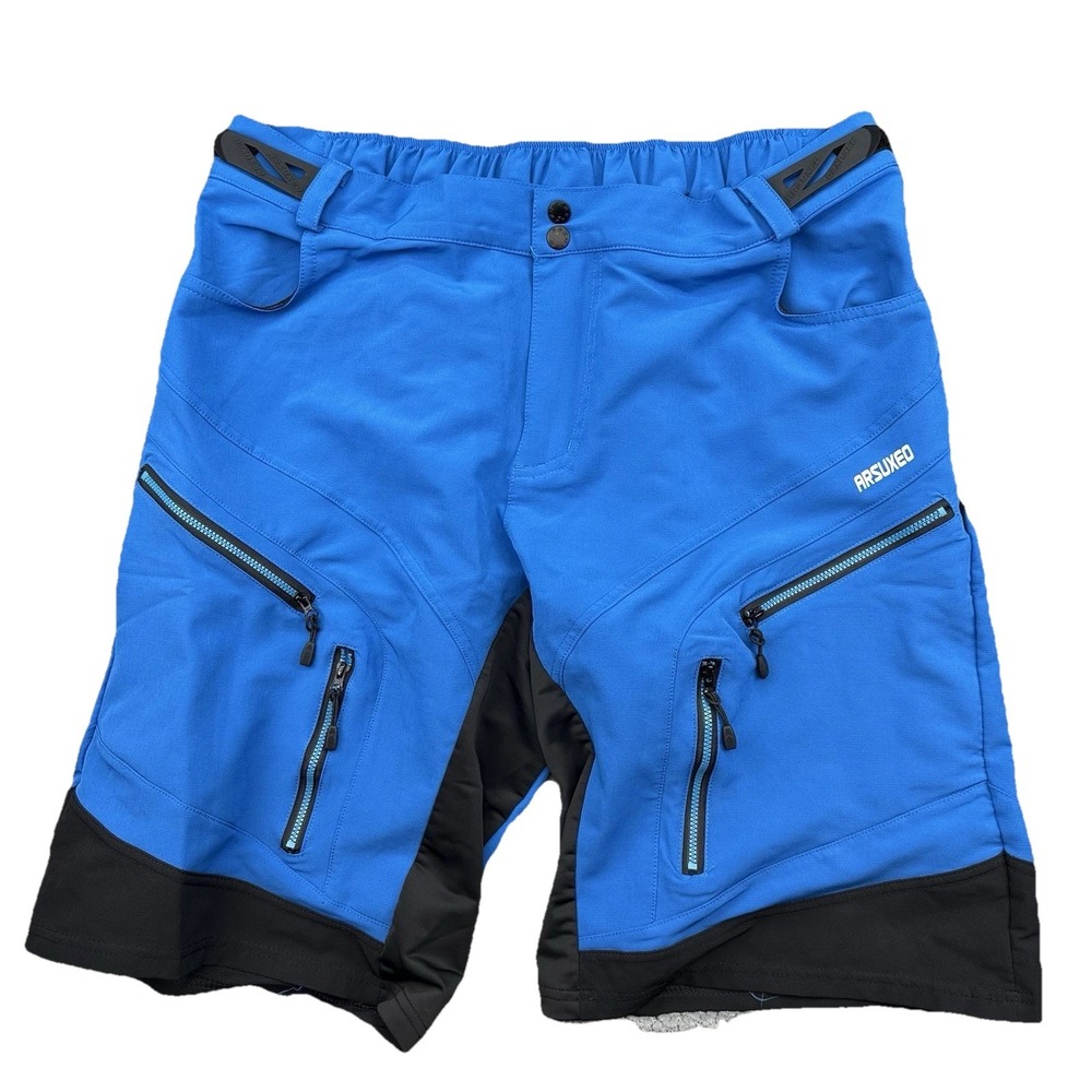 ARSUXEO Men's Loose Fit MTB Bike Shorts  Dark Blue Size XXL Cycling Gear Hiking